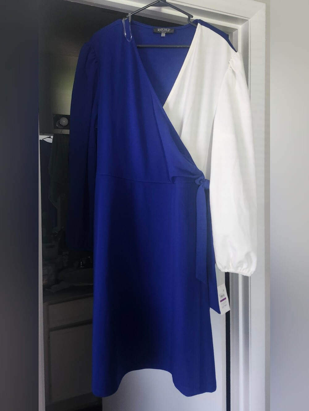 NWT XXL Kasper Royal Blue and White Dress